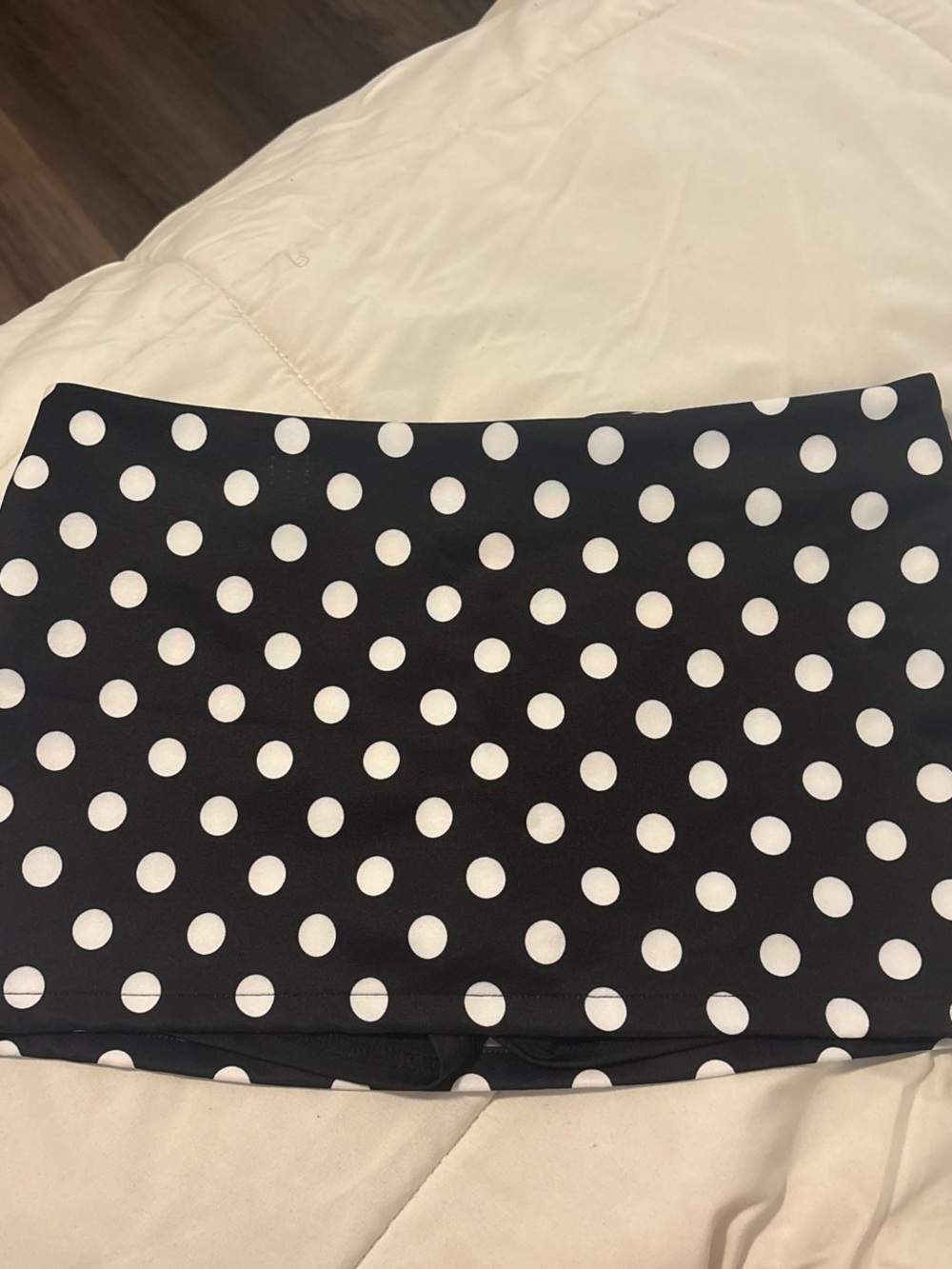 SHEIN Black Mini Skirt with White Polka Dots